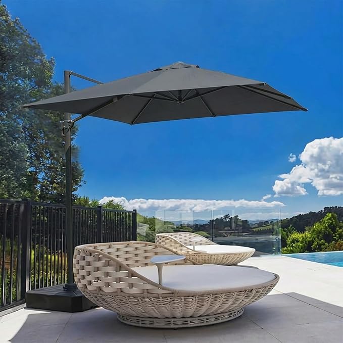 BPS 10'x10' Cantilever Umbrella Replacement Canopy for 8 Ribs Square Offset Umbrella, Outdoor Canopy Replacement for Patio Parasol, Canopy Only