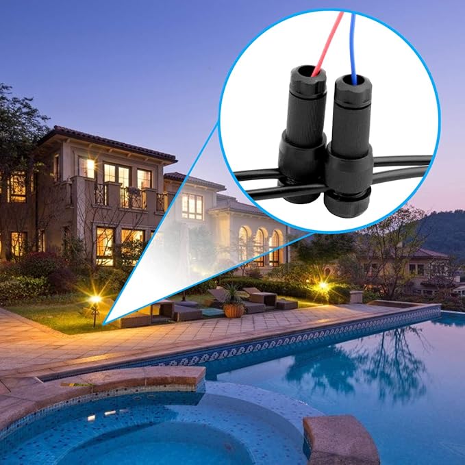 iCreating 24 Pack Low Voltage Wire Connector, Landscape Lighting Connectors Waterproof for 12/2 14/2 Gauge Cable Landscape Wire Connector for Path Lights Spotlights In-Ground Lights
