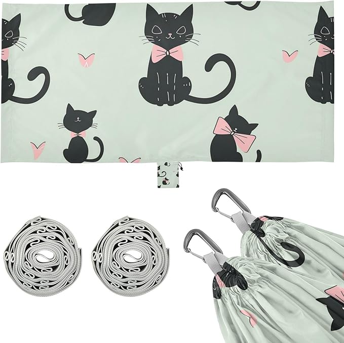 Cartoon Cute Black Cat 330lb Capacity Outdoor Hammock Portable Hammock for Camping & Hiking Essential soporte para hamacas para adultos