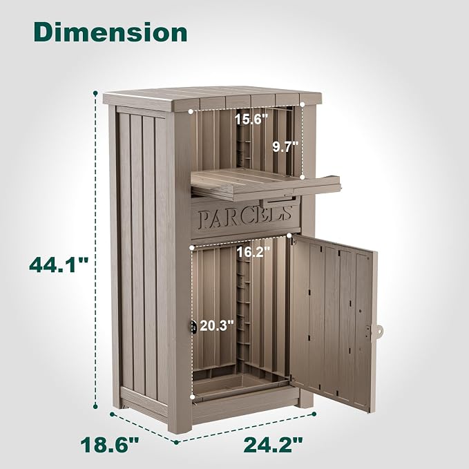 Package Delivery Box Outdoor with Lockable Secure Waterproof & UV-Resistant,Anti-Theft Parcel Large Double Wall Resin Outdoor Package Delivery for Porches, Patios,Curbside