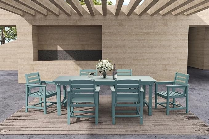 Outdoor Dining Chairs, Set of 2,Light Blue | HDPE material, comfortable armrests, weather-resistant furniture, ideal for table match, backyard, deck, garden