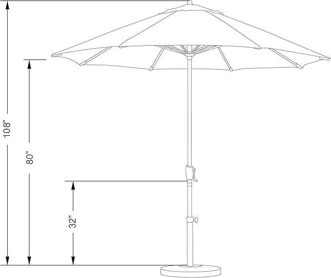 California Umbrella 9' Round Aluminum Patio Umbrella