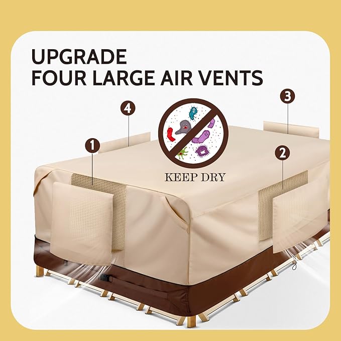 COSFLY Waterproof Patio Furniture Covers for Table and Chair Set, Rectangular Outdoor Sectional Sofa Covers Large - Fits up to 126L x 63W x 28H inches