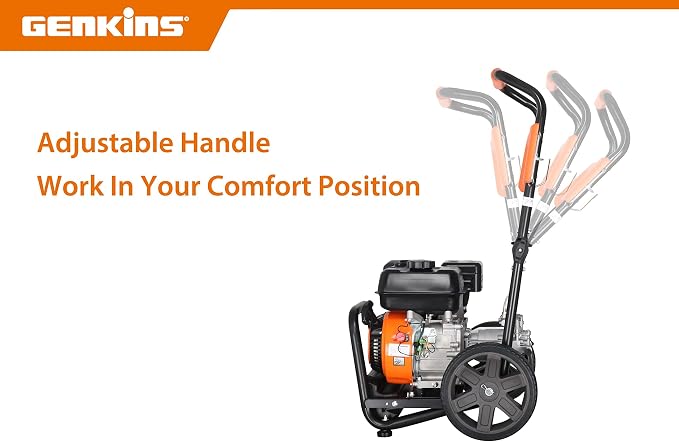 Genkins 3200 PSI Gas Foldable Pressure Washer, 2.5 GPM Residential Power Washer,5 Nozzles, Soap Tank & 25 Ft Hose, Portable Cleaner for Car, Patio, Driveway & Fence