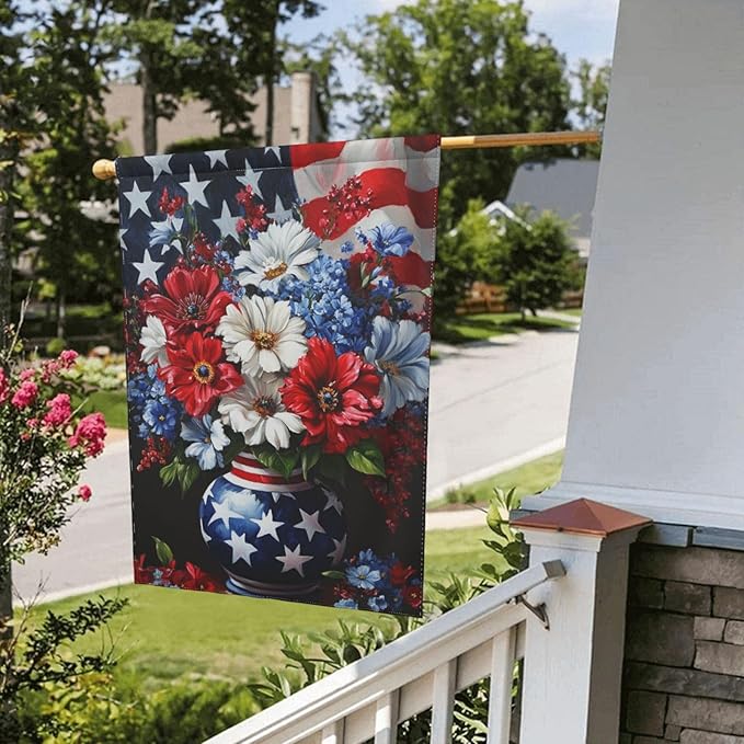 Flowers Garden Flag 12x18 Inch Double Sided Polyester Outdoor Flag For Patio Lawn Yard And Garden Decor