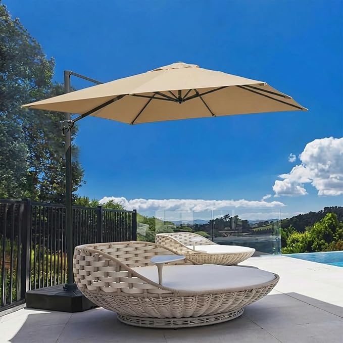 BPS 10'x10' Cantilever Umbrella Replacement Canopy for 8 Ribs Square Offset Umbrella, Outdoor Canopy Replacement for Patio Parasol, Canopy Only