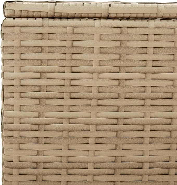 Gecheer Garden Storage Box 190L – Mix Beige Poly Rattan Outdoor Deck Box with Water-Resistant Liner, Steel Frame, Gas Spring Lid