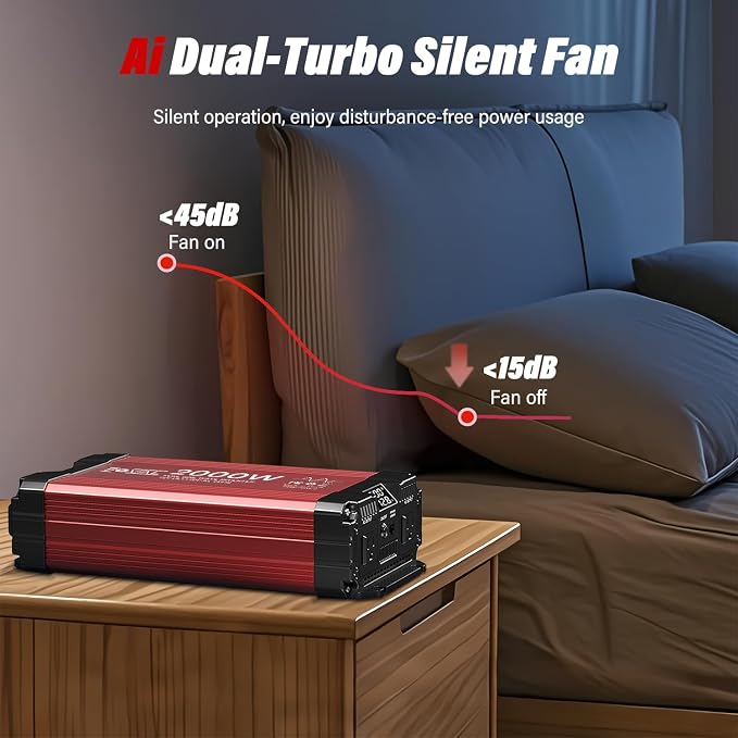FOVAL 2000W Pure Sine Wave Inverter 12V DC to 110V AC Converter, 4000W Peak Power Inverter with LCD Display and 2 AC Outlets for Home, RV, Truck, and Off-Grid Solar System, Remote Controller