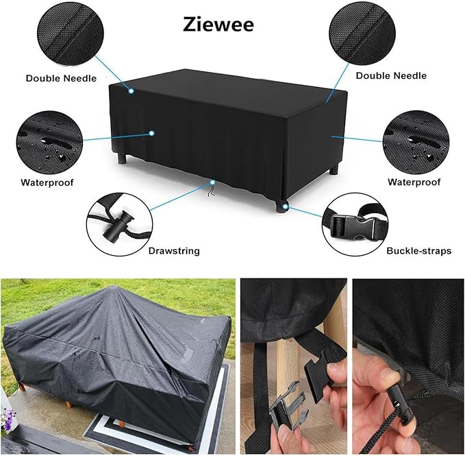 Patio Furniture Covers 108" L x 64" W x 36" H Waterproof Outdoor Table Cover Rectangular 600D Sofa Cover Weatherproof Furniture Covering for Deck Lawn and Backyard 270x160x90cm