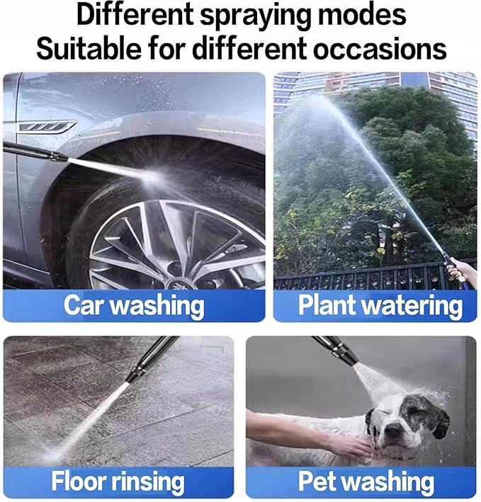 Home High-Pressure Car Wash Water Gun with Booster Nozzle, Home High-Pressure Car Wash Water Gun with Booster Nozzle and Hose, for Watering Plants and Vegetables, and Car Washing (2PCS)