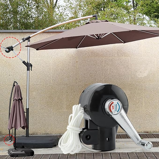 Patio Umbrella Accessories, Heavy Duty Outdoor Umbrella Parts Replacement Adjustable Umbrellas Hand Crank for Picnic Beach Patio Courtyard Balcony