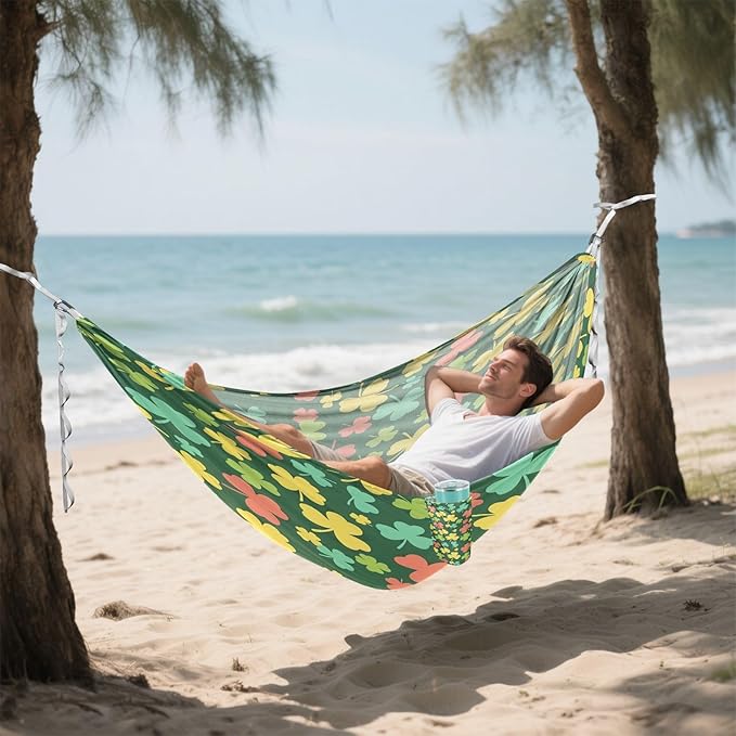 Hammocks for Outside Four-Leaf Clovers Camping Hammock Portable Hammocks with Tree Straps and Carry Bag Camping Accessories for Hiking Beach Outdoor