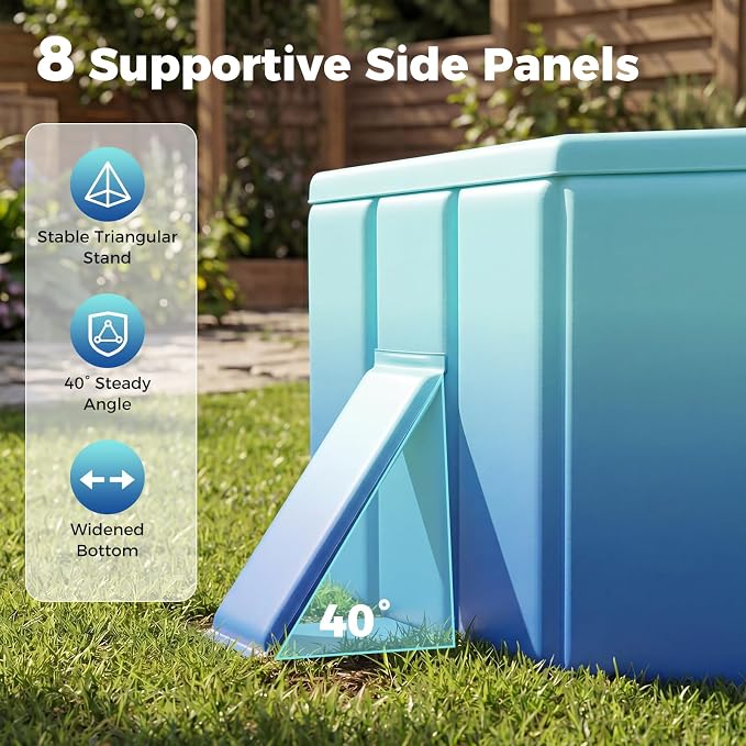 Goplus Foldable Non-Inflatable Swimming Pool, Portable Rectangle Around Ground Pool with 24 Hard Shell, Drain Hose, Outdoor Collapsible Kiddie Pool for Backyard Garden (Mint Green,88x50 in)