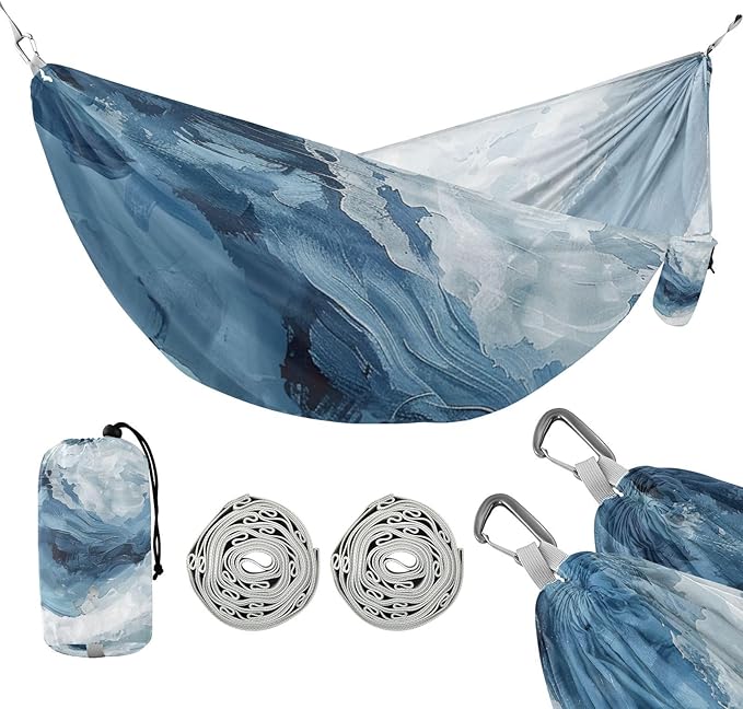 Blue and Gray Abstract Art 330lb Capacity Camping Hammocks with Hanging Ropree Hammock for Outside Beach Patio Garden Base de hamaca para adultos