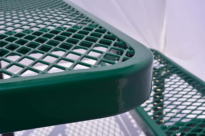 Heavy Duty ADA Outdoor Picnic Table, Expanded Metal, Wheelchair Accessible (Green, 46 Square)