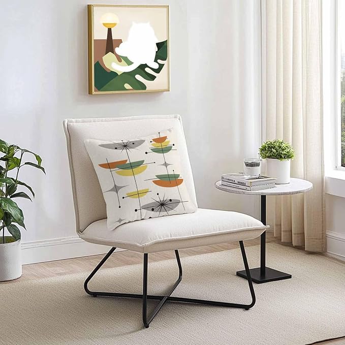 Vandarllin Outdoor Throw Pillows Covers 18x18 inch Set of 2 Waterproof Boho Mid Century Decorative Zippered Cushion Covers for Patio Furniture, Sage Green Yellow Geometric Abstract Lumbar Pillowcases