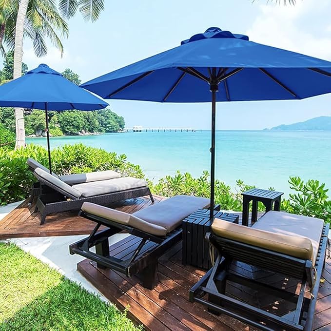 6/8 Ribs Patio Umbrella Replacement Canopy 6.5ft 7.5ft 8.2ft 8.9ft 9.8ft 11.5ft Waterproof UV Protective Replacement Parasol Fabric Cover for Garden Outdoor(Top Color,9.8ft/8ribs)