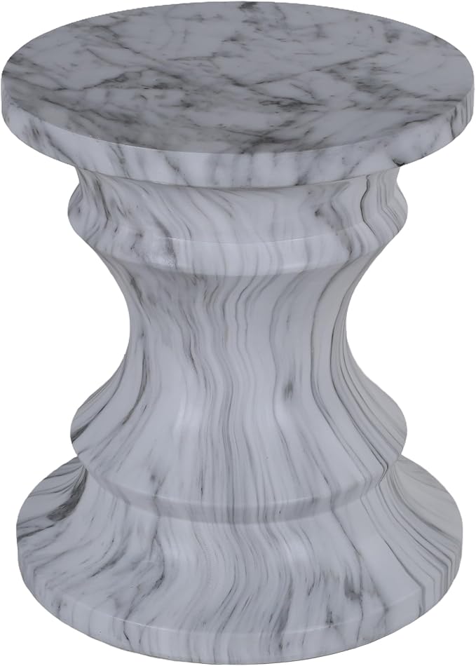 15.35" Cement End Tables for Patio,Round Side Faux Terrazzo Accent Table | Modern Small Tree Stump Garden Stool Drum Indoor and Outdoor,Light Grey