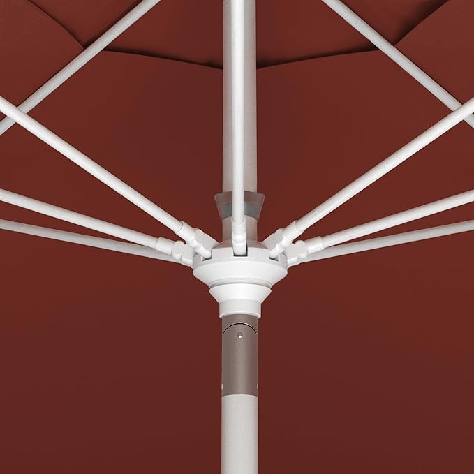 California Umbrella 11Ft Sunbrella Patio Umbrella, Fiberglass Ribs, Hand-Crank, Tilt-Collar, White Frame, Terracotta Fabric