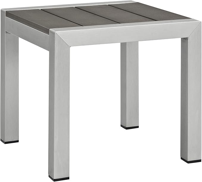 Modway Shore 3-Piece Aluminum Outdoor Patio Furniture Set in Silver Beige