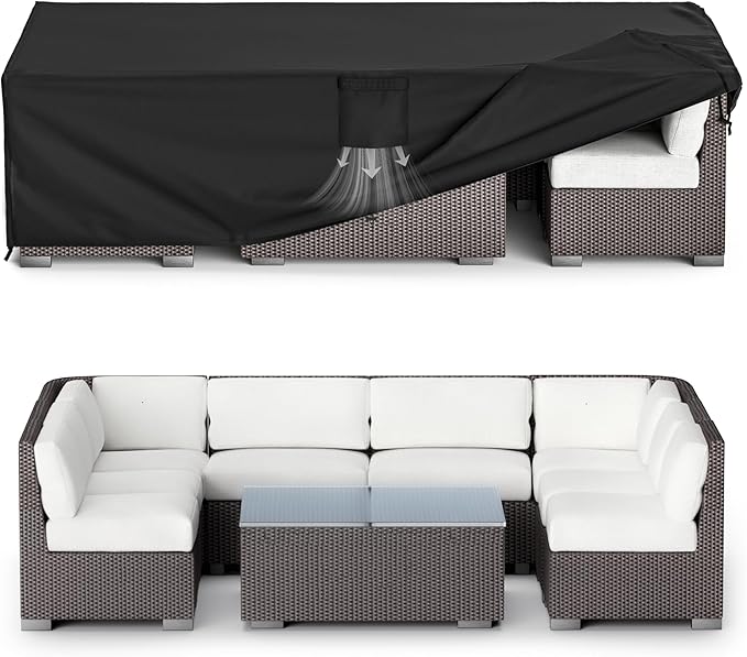 MR.COVER Patio Furniture Cover, Outdoor Sectional Sofa Set Cover Water Resistant General Purpose Rectangular 600D Heavy Duty Patio Table protection Size 108L x 82W x 28H inch