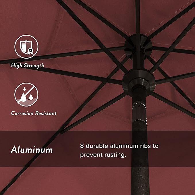 California Umbrella 7.5' Rd. Aluminum Patio Umbrella, Crank Lift, Collar Tilt, Bronze Pole