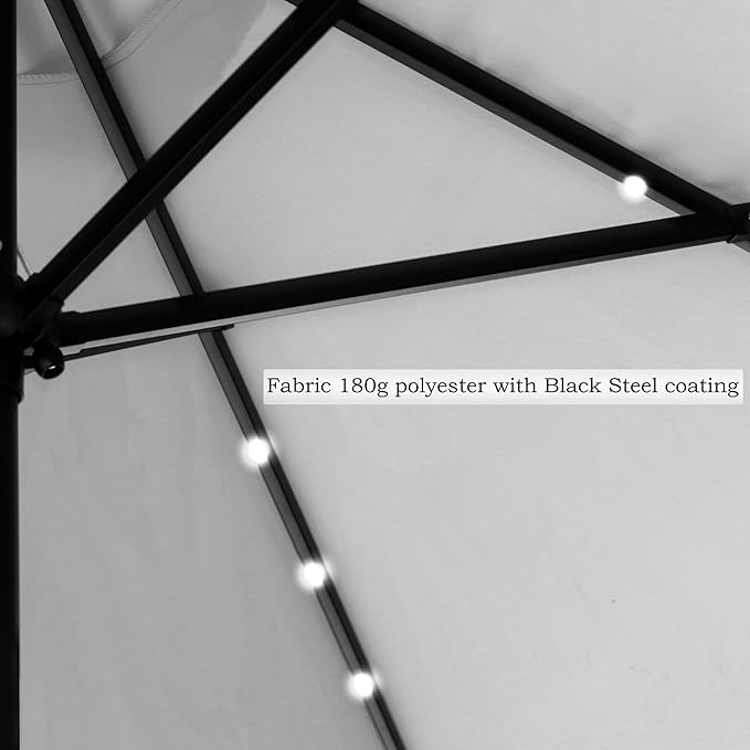 Trademark Innovations Rectangular Solar Powered LED Lighted Patio Umbrella - 10' x 6.5' - (Gray)