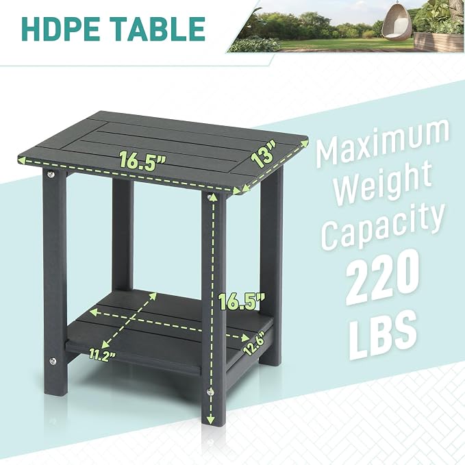 Adirondack Outdoor Side Table, 2-Tier Patio End Table, Small Outdoor Table Adirondack Side Tables