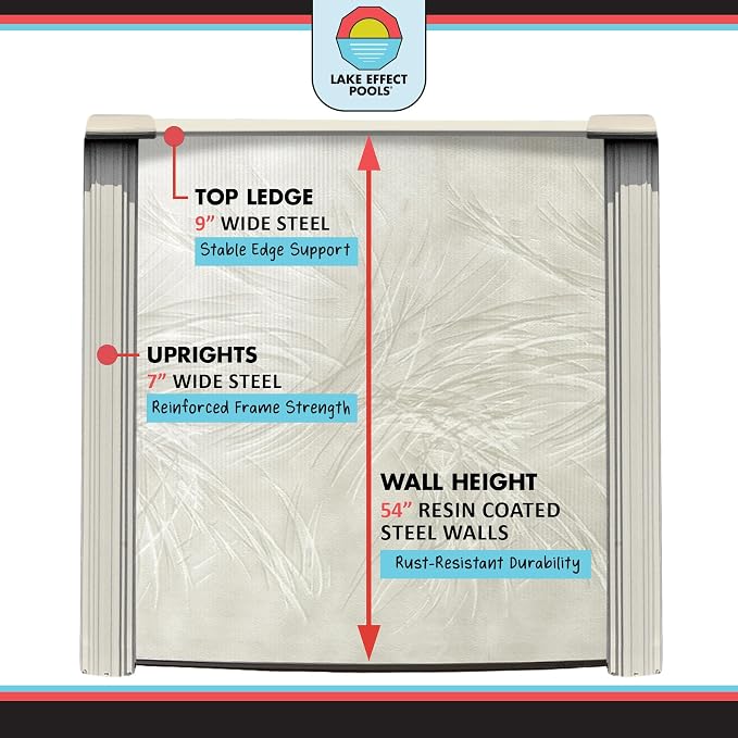 Lake Effect Pools 'Forever' 27 ft Round Above Ground Swimming Pool | 54 Inch Steel Side Walls | Kit Includes: 25 Gauge Overlap Liner & Widemouth Skimmer