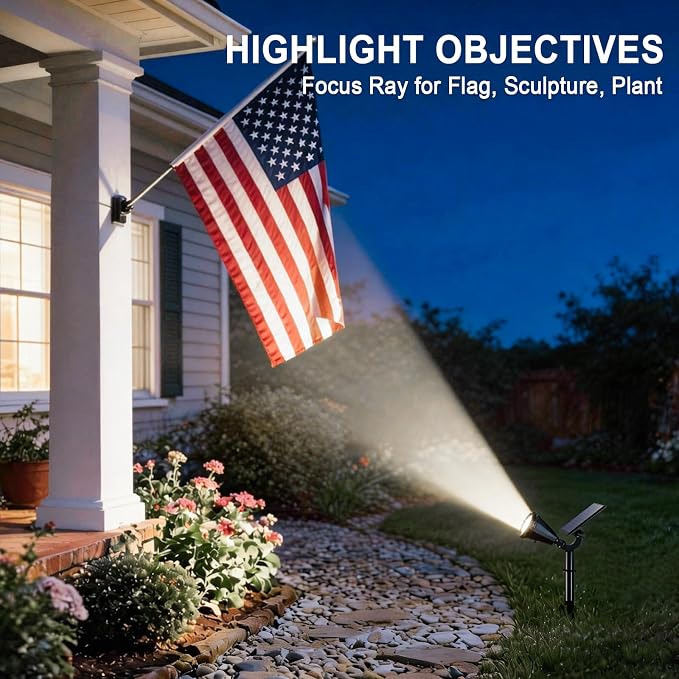Solar Spot Lights Outdoor Waterproof IP65, Flag Landscape Spotlights | 10 Pack 4 Lighting Modes Solar Powered Spotlights Auto On/Off,Solar Garden Yard Pathway Wall Uplights for Outside,Cool White