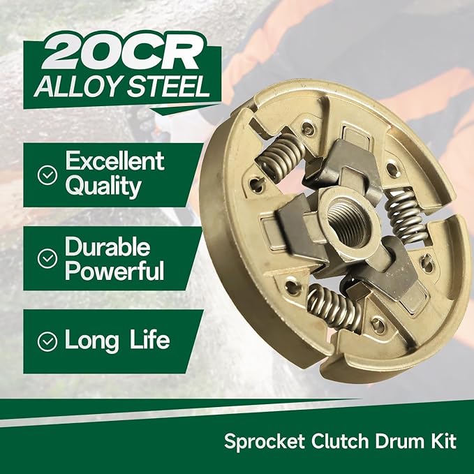 Clutch Drum Sprocket Kit 3/8" 7T Washer E-Clip Needle Bearing Spark Plug for STIHL MS290 MS390 029 039 MS310 Chainsaw Replacement 11296402000