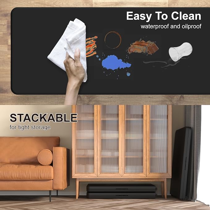 8PK Black Folding Table, 6FT Portable Plastic Folding Table, Foldable Dining Tables with Carrying Handle for Party, Picnic, Camping, Easy to Fold and Storage, for Indoor or Outdoor Use
