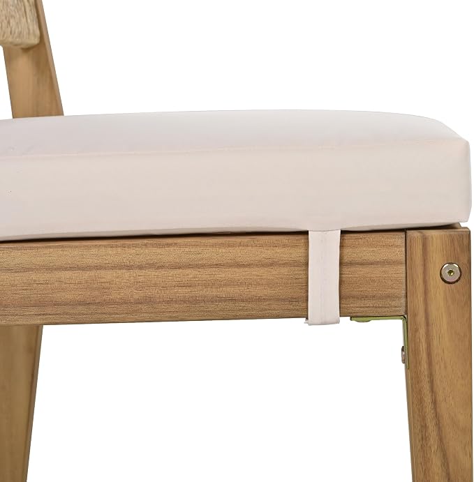 5-Piece Set Acacia Wood Dining Table and Chair Set, ll-Weather Outdoor Conversation Set Gathering Set.Thick Cushions, Suitable for Balcony, Vourtyard, and Garden (Beige@093)