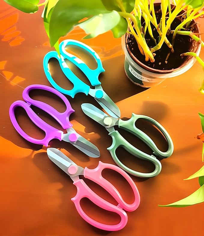 Garden Pruning Shears Scissors with Comfort Grip Handle, Premium Steel Professional Floral Scissors, Perfect for Arranging Flowers, Pruning, Trimming Plants, Gardening Tool (4PC Mix color)