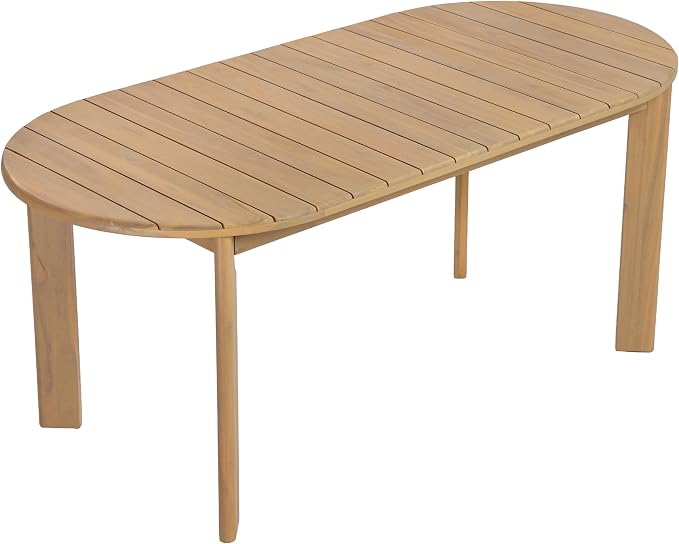 Christopher Knight Home Lisa 7 Piece Dining Table Set For 6, Outdoor Dining Set With Oval Patio Table And Armless Chairs, Acacia Wood Dining Chairs Set With Rope-Woven Backrests, Light Teak+Teak+Beige