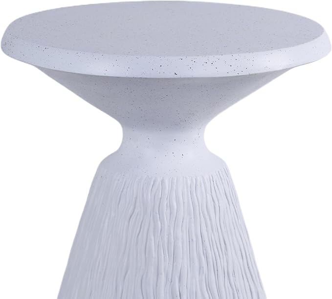 16.73" Cement End Tables for Patio,Aqua Grey | Modern Small Round Side Accent Table,Tree Stump Garden Stool Drum Indoor and Outdoor