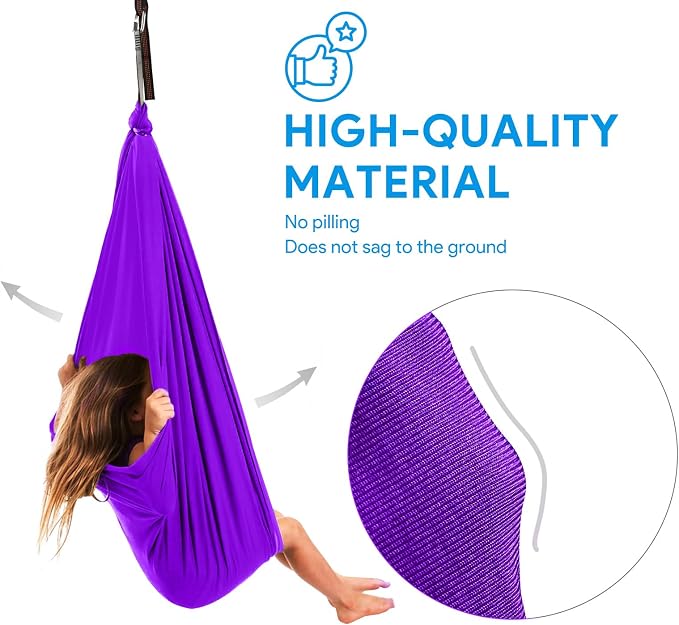 Sensory Swing, Therapy Swing for Kids & Adults, Cuddle Swing Indoor Outdoor, Swing Hammock for Child with Disorders, Autism, ADHD, Anxiety, Pod Swing Chair - 110" x 59"