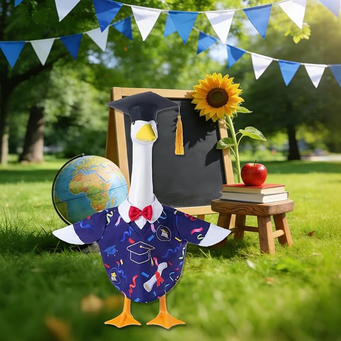 Back to School Pouch Goose Outfit Sculpture (Blue)
