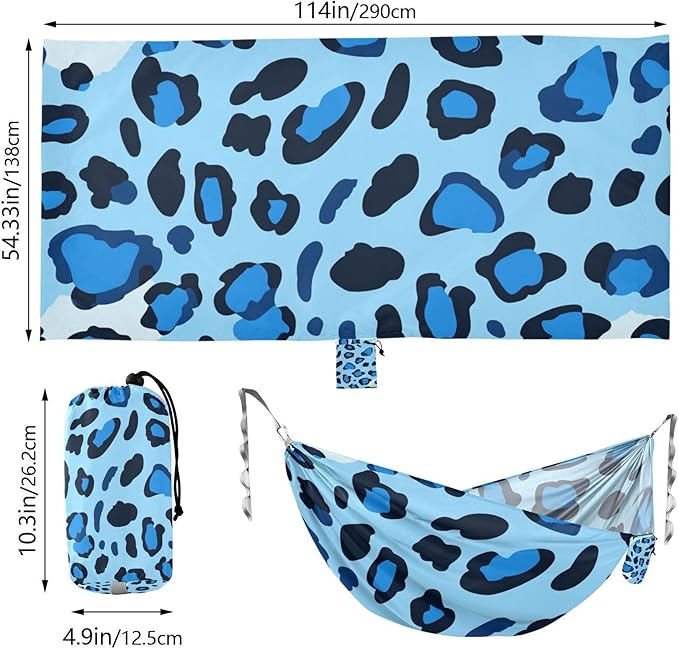 Animal Skin Leopard Blue Black 330lb Capacity Hammocks for Camping with Tree Straps Portable Hammock for Indoor Outdoor Patio capas para la Lluvia