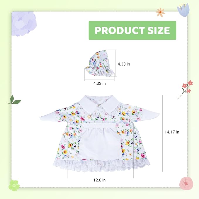 Summer Porch Goose Outfit Set with Floral Dress & Hat for 23" Goose Statue