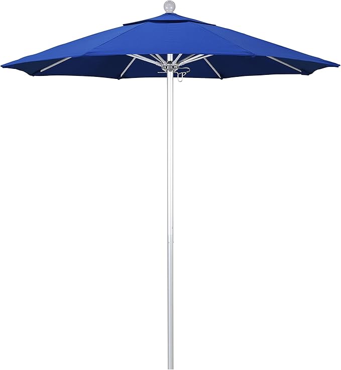California Umbrella 7.5' Rd. Venture Series Contract Grade Patio Umbrella, Push Open Pin Stop, Silver Finish