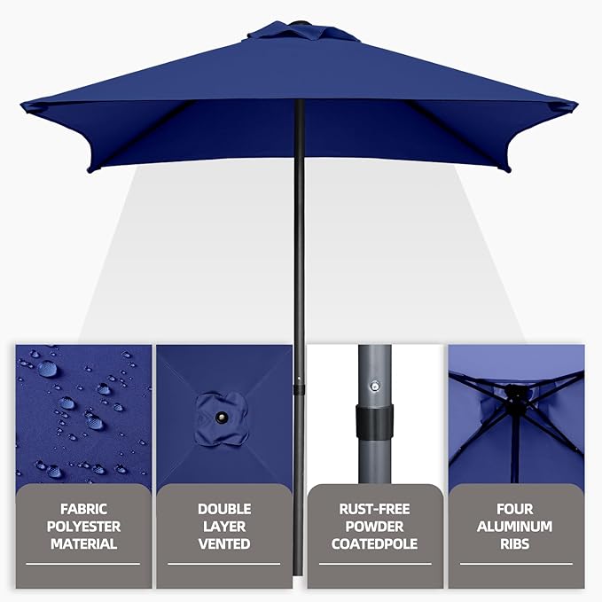 4.9ft Mini Square Patio Umbrella - UV 50+ Waterproof & Easy Setup | Outdoor Table Umbrella for Deck, Balcony, Garden, Lawn, Backyard, Market