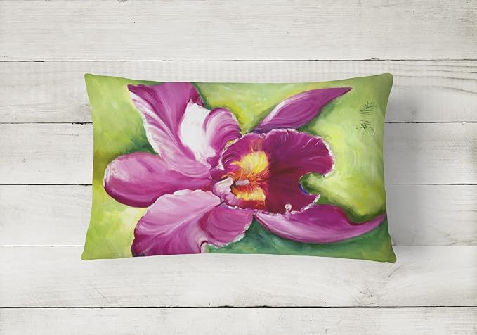 Caroline's Treasures JMK1120PW1216 Orchid Canvas Fabric Decorative Pillow Machine Washable, Indoor Outdoor Decorative Pillow for Couch, Bed or Patio, 12HX16W