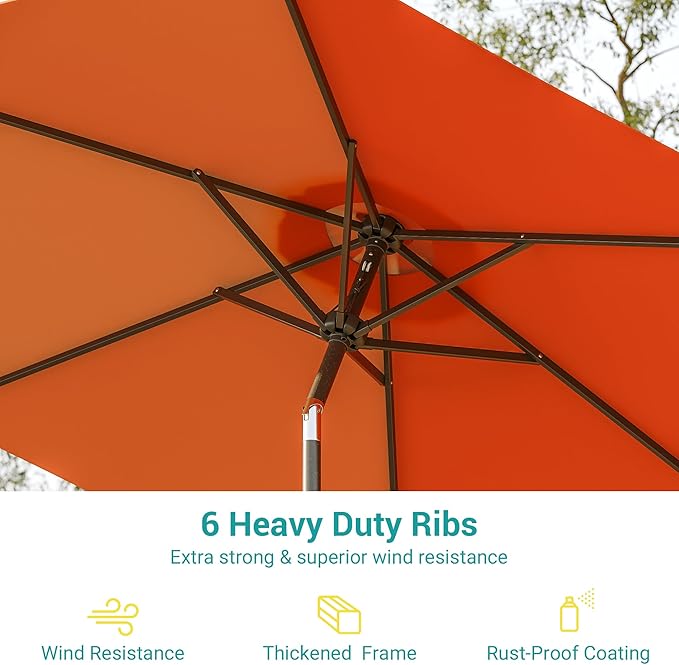 7.5ft Outdoor Umbrella Patio Umbrella,2-Year-Non-Fading,Table Market Patio Umbrella with Push Button Tilt and Crank,for Pool, Deck, Garden,Backyard