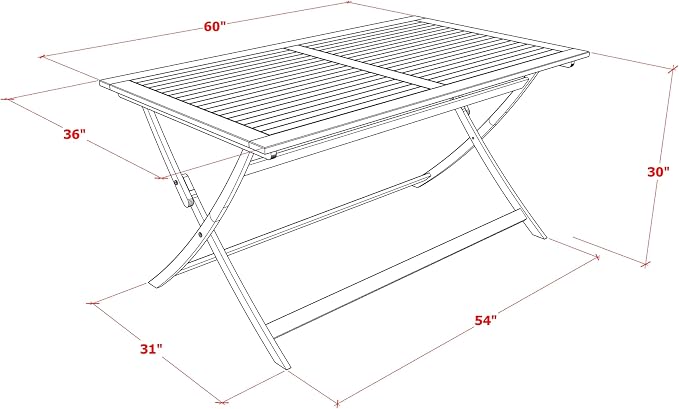 East West Furniture AEBS5CANA 5 Piece Patio Garden Table Set Includes a Rectangle Outdoor Acacia Wood Dining Table and 4 Folding Arm Chairs, 36x60 Inch, Natural Oil