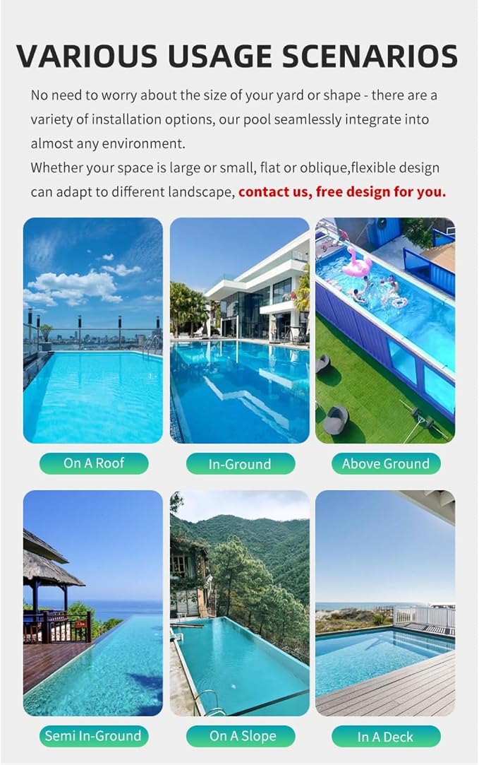 Custom Modern Container Swimming Pool with Heating System | Prefabricated Modular Swimming Pool for Leisure - Backyard Above Ground Pool with Optional View Window, Filter