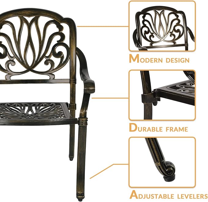 9-Piece Patio Dining Set, Outdoor Patio Table and Chair Set of 84” Oval Cast Aluminum Dining Table with Umbrella Hole and 8 Outdoor Dining Chairs, Patio Funiture Set for Lawn Garden