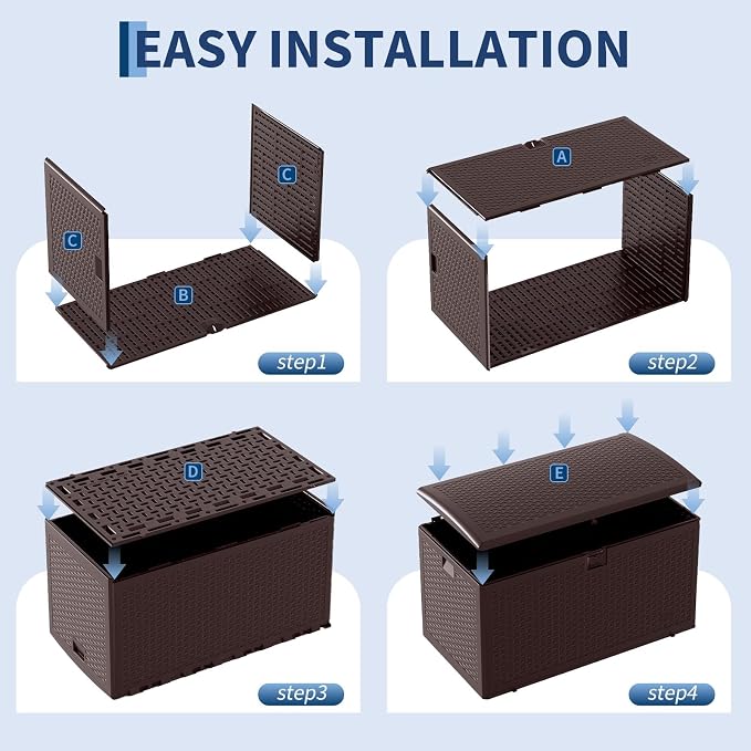 99 Gallon Waterproof Large Resin Deck Box Indoor Outdoor