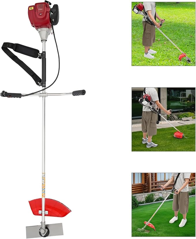 Gasoline Brush Cutter 2-Stroke8500RPM Gas Weed Wacker Brushs Cutter and Gas String Trimmer 2-Cycle Extreme Duty with Fuel Tank Multi Garden Tools Brush Cutters Weed Wacker for Yard Lawn (35.8CC+1050W)