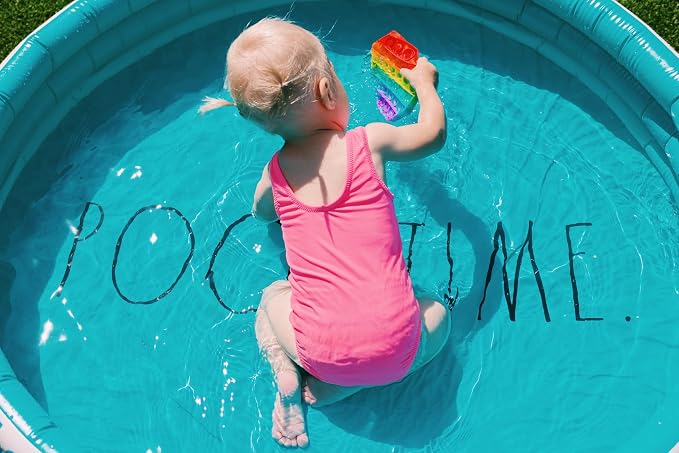 Rae Dunn x CocoNut Float Indigo Polka Dot Mini Pool - Pool Time Theme - Inflatable Swimming Pool for Kids - Great Splash Pool for Backyard, Summer Parties & Swim Events